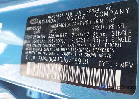 2018 Hyundai Tucson Sel из США, поврежденный, VIN KM8J3CA49JU718909